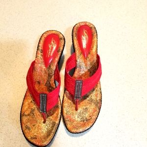 Dezario womens red studded wedge